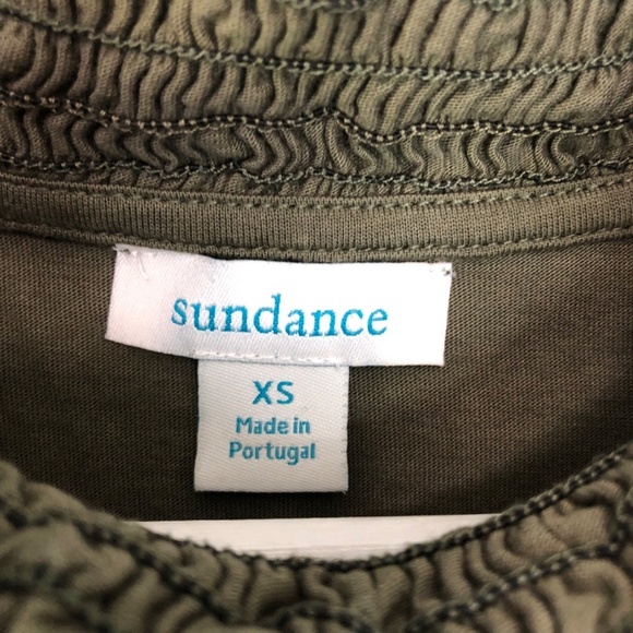 Sundance Olive Green Smocked Sleeveless Mock Neck Top XS - Picture 3 of 9